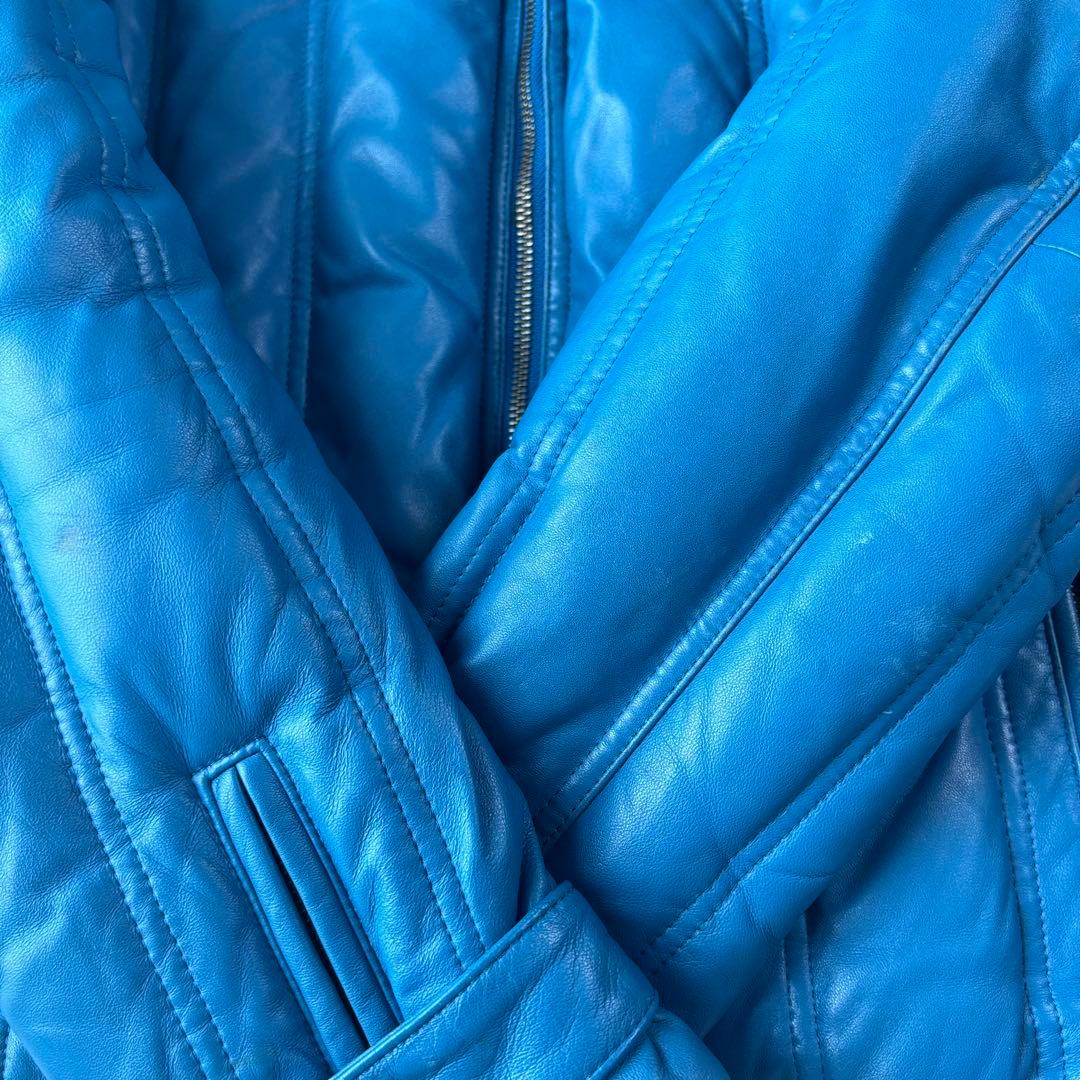 高級 大きいサイズ 3L HARUF ラムレザー ダウンジャケット ライダース