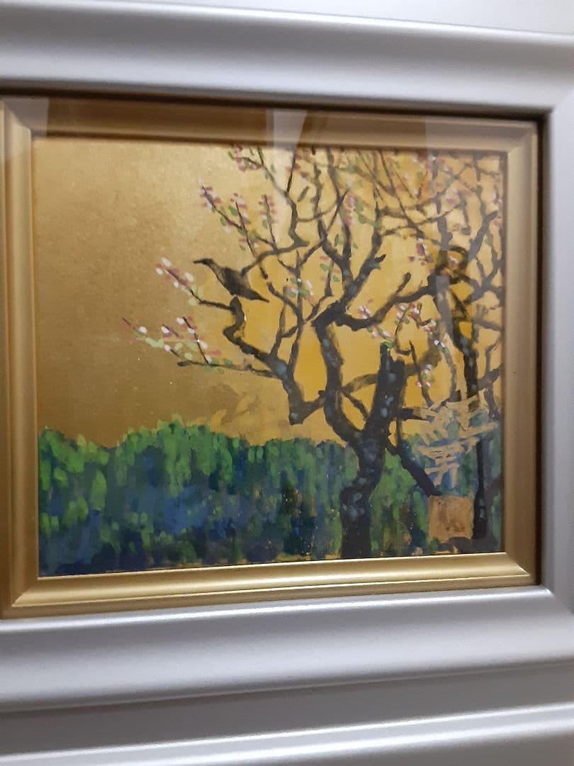 日本画　早春の朝