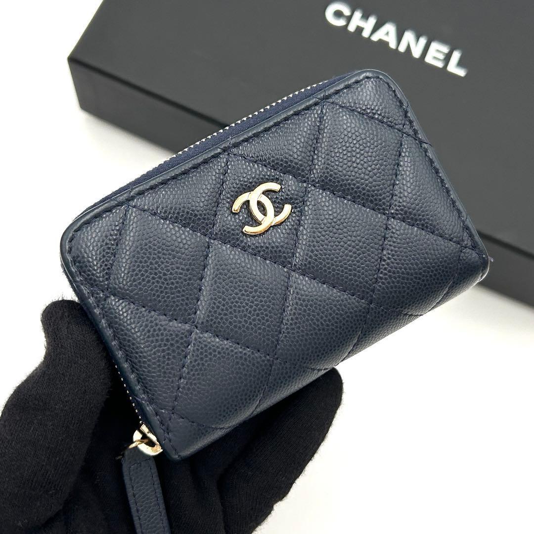 【極美品】シャネル マトラッセ キャビアスキン ケース クラシックジップ