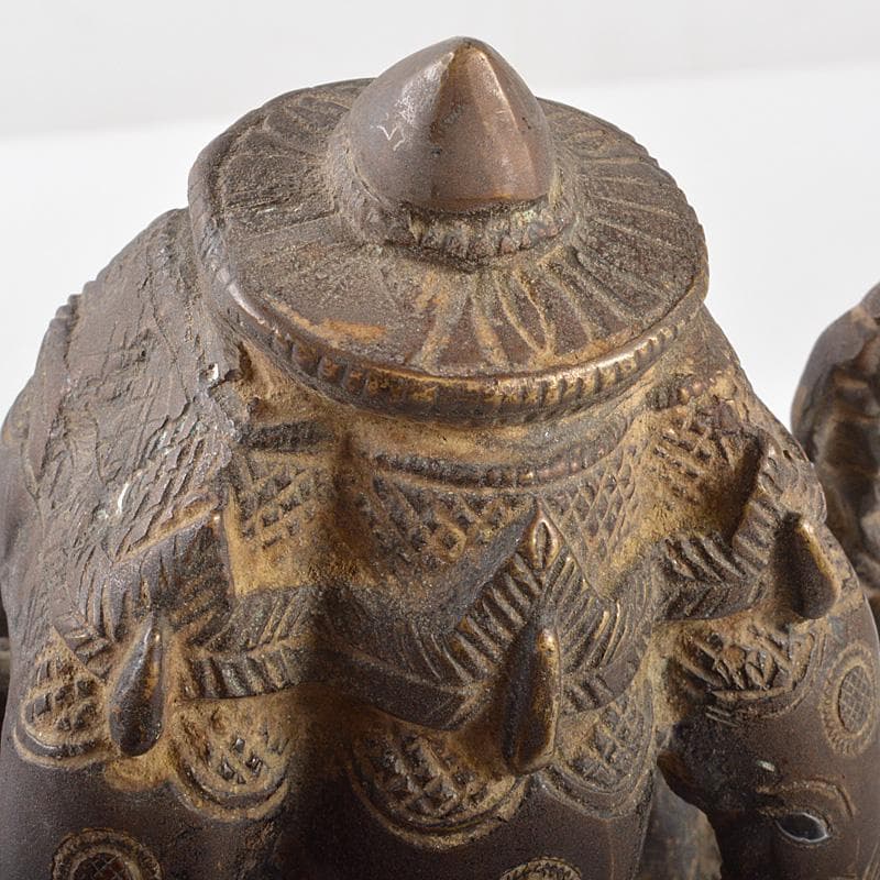 仏教美術　古銅　インド神　５面ガネーシャ象神　置物　M　R5207