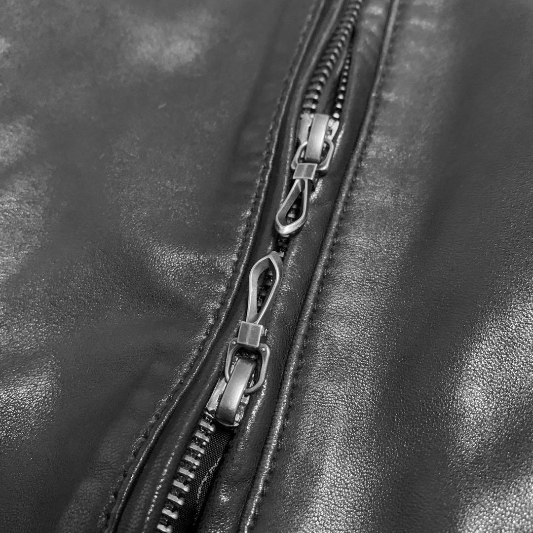 00s FUGA ラムレザー　ライダース　レザージャケット　ダブルジップ　Y2K