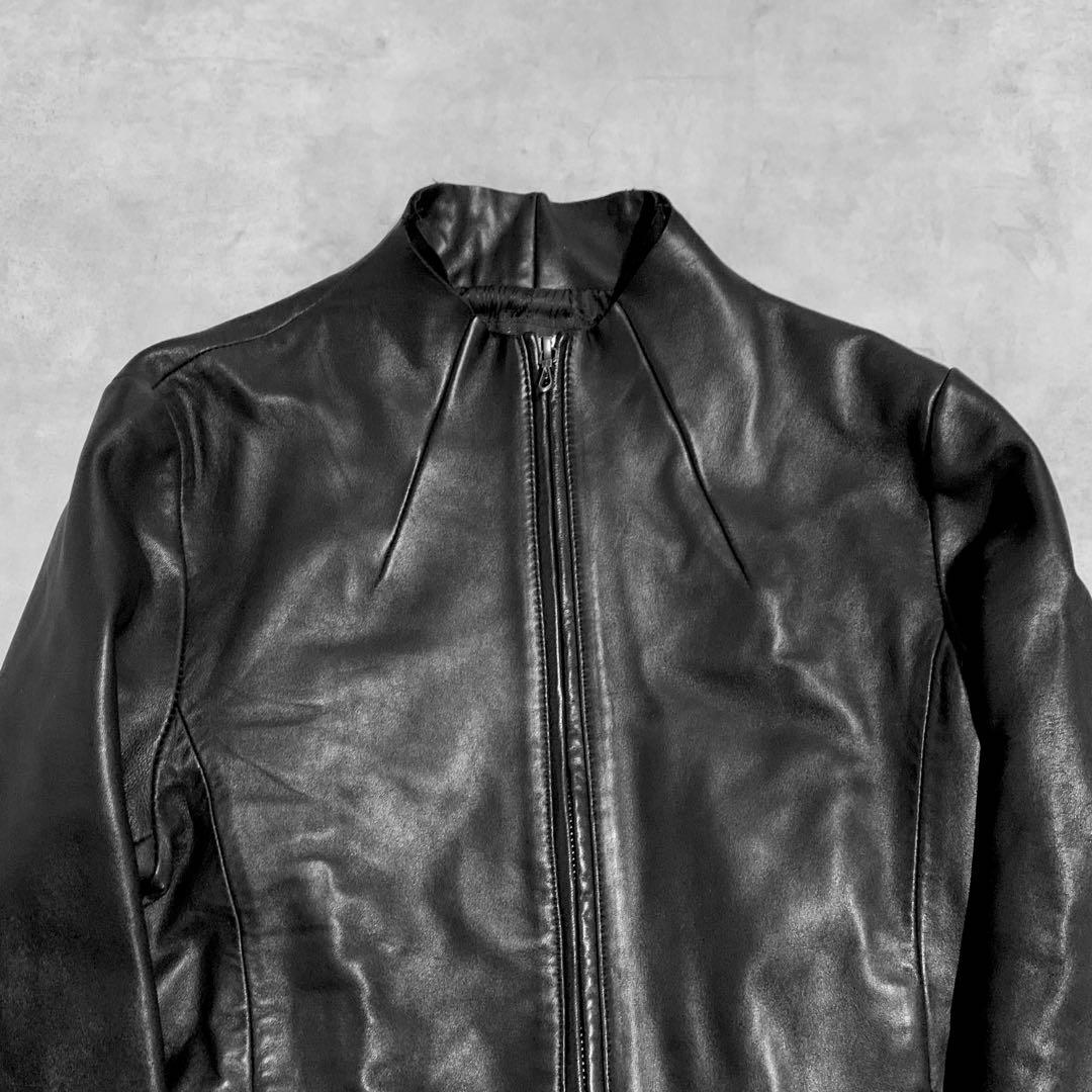 00s FUGA ラムレザー　ライダース　レザージャケット　ダブルジップ　Y2K