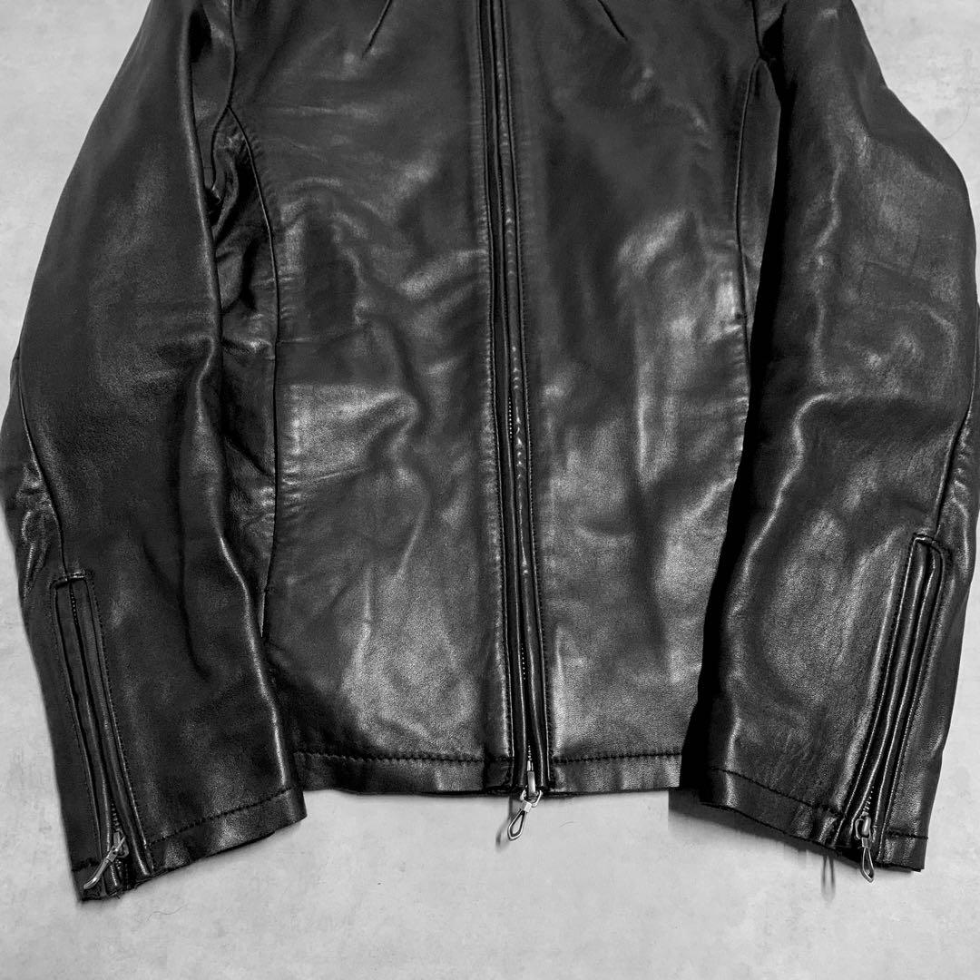 00s FUGA ラムレザー　ライダース　レザージャケット　ダブルジップ　Y2K
