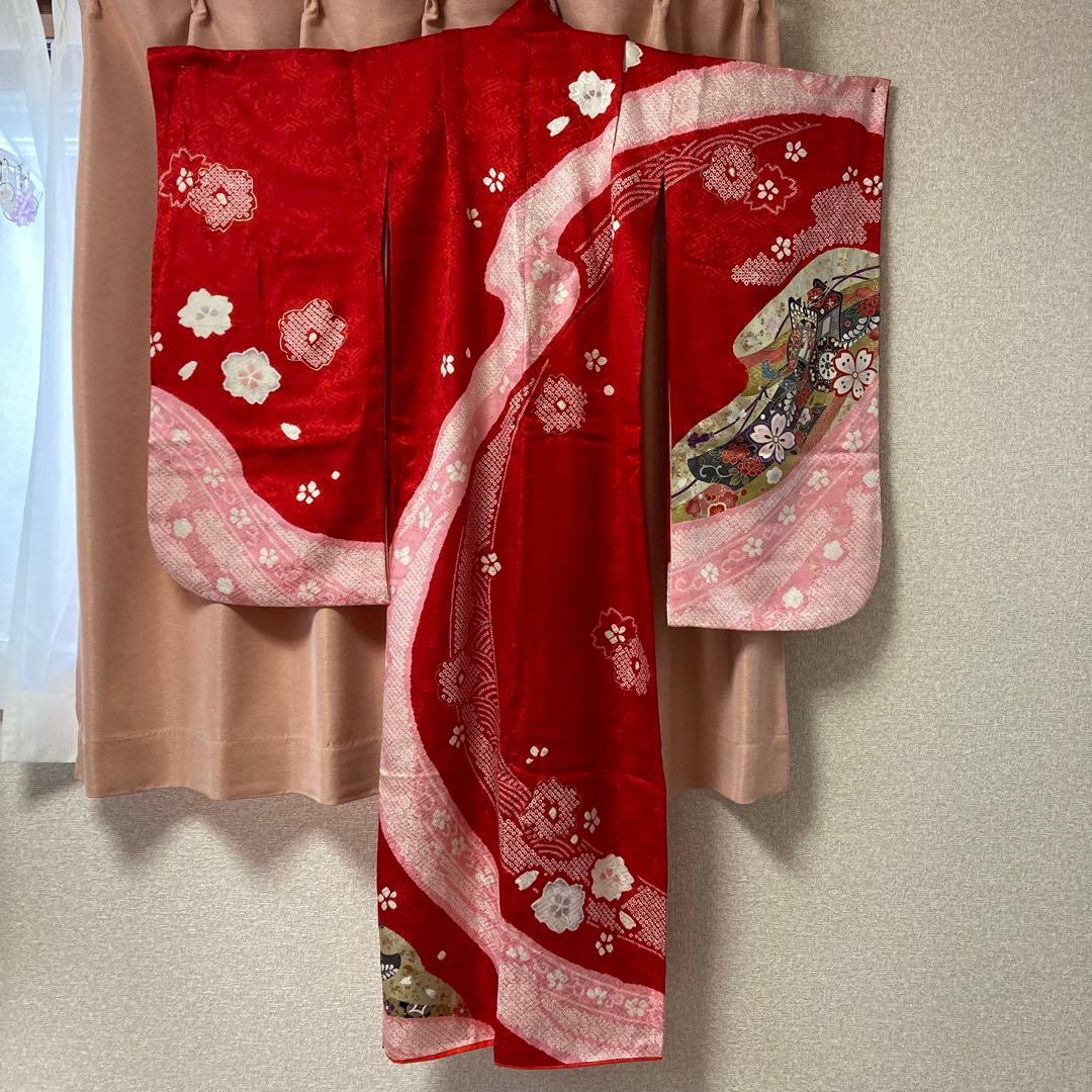 七五三着物赤正絹7歳一式