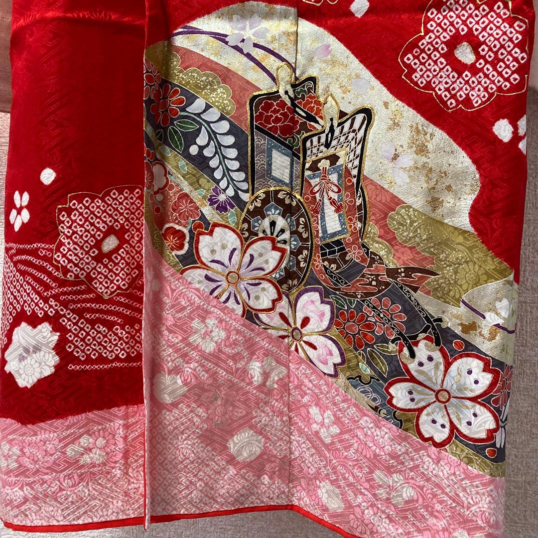 七五三着物赤正絹7歳一式