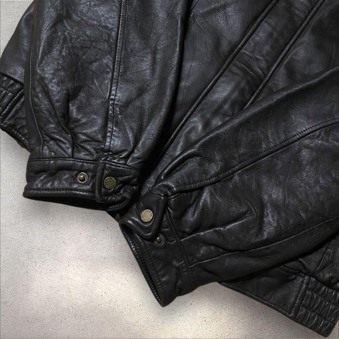 マベレザーA2ブラックスウィングトップスタンドカラー短丈本革ハイネックブル