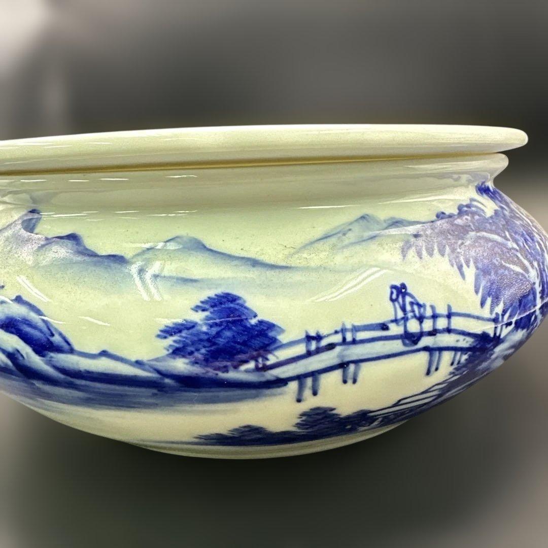 中国，茶具，茶器，置物，青白磁風景画陶器器