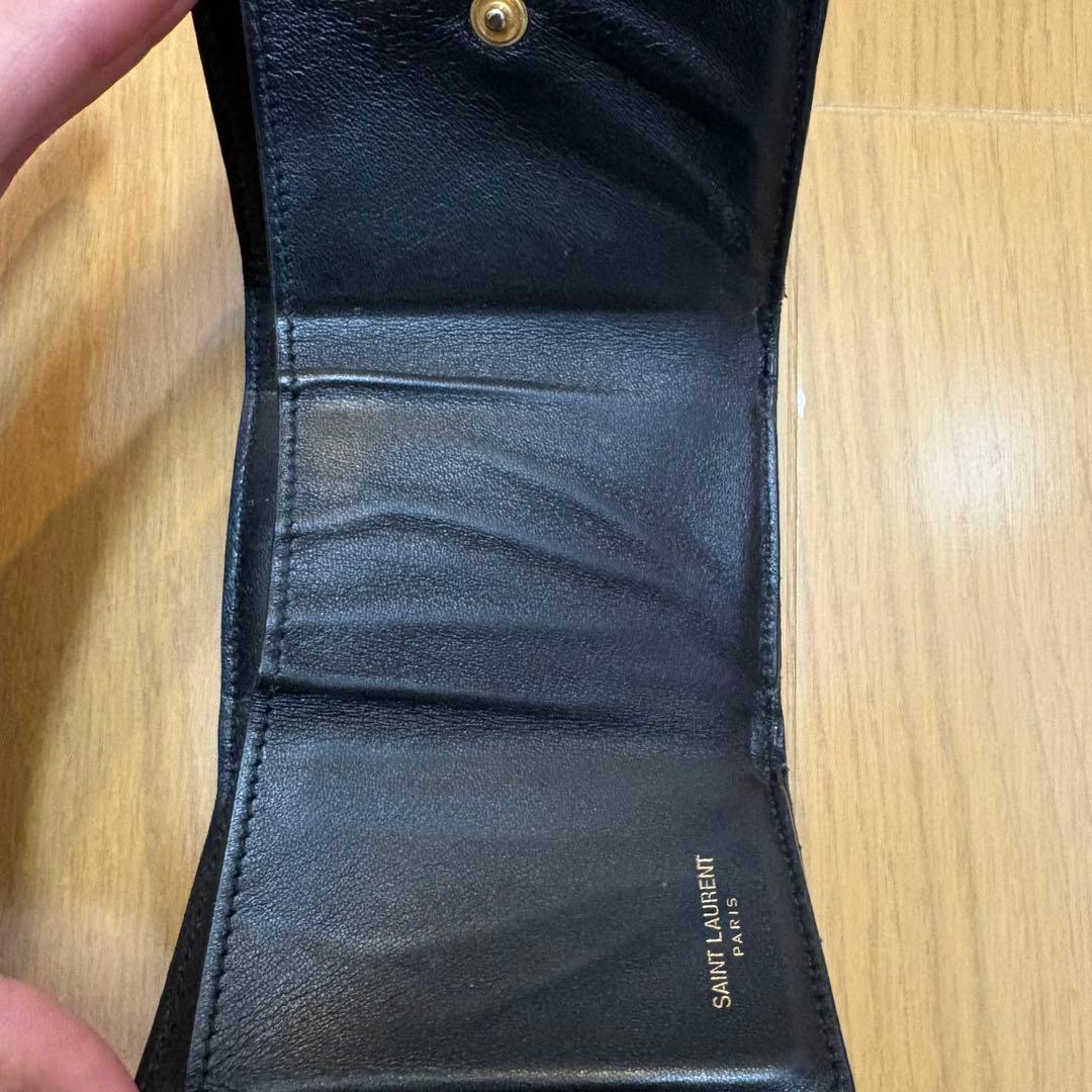 YSL イブサンローラン　ブラックレザー 三つ折り財布