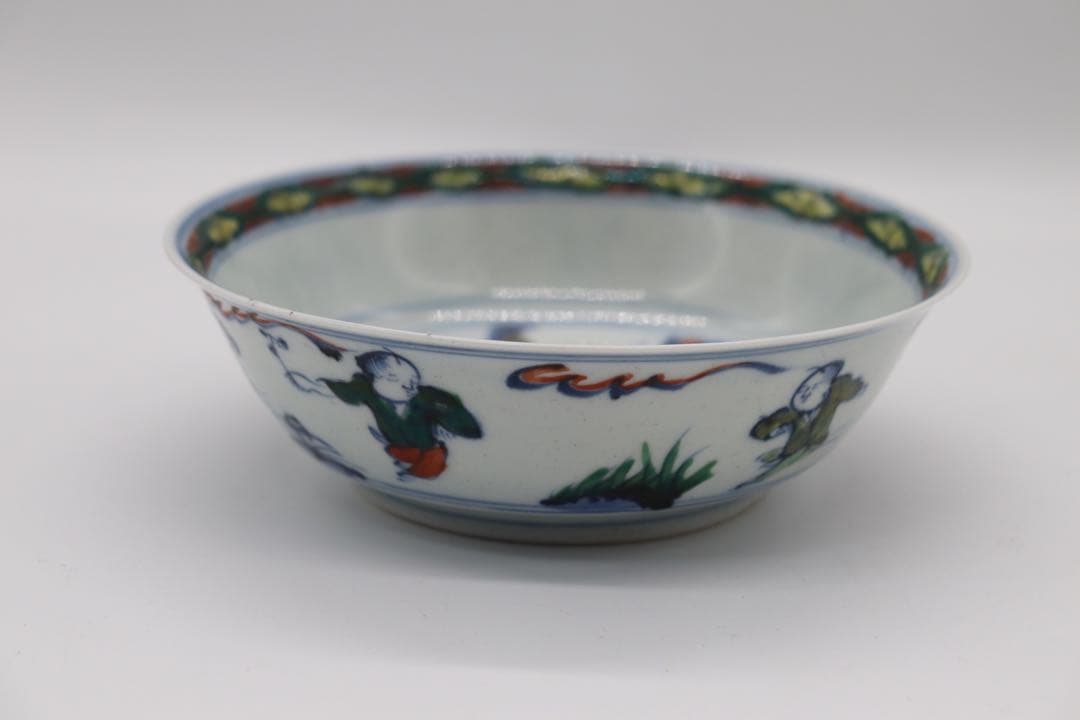 中国　とう彩　唐子紋盤　大明年製　送料込み0115