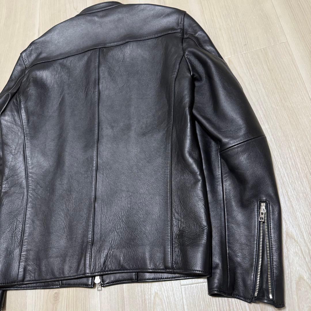 【美品】LIDnM リドム シングルライダースジャケット 羊革 ブラック L
