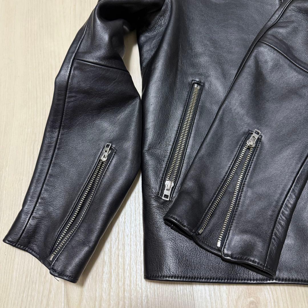 【美品】LIDnM リドム シングルライダースジャケット 羊革 ブラック L