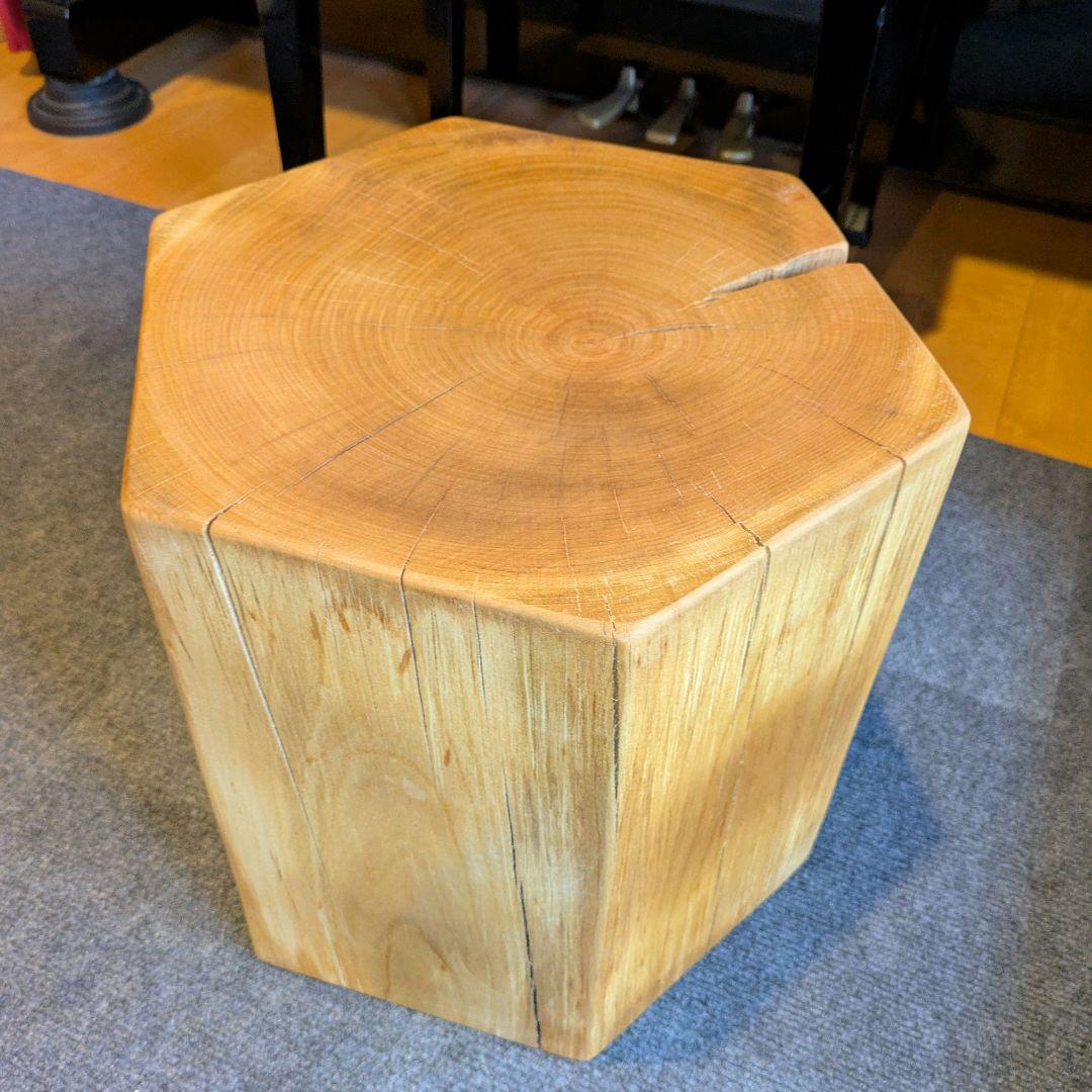 ピーナッツ様確認用　山桜　六角形　 天然木　椅子　スツール　高さ約35㎝