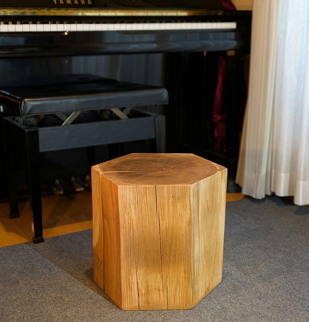 ピーナッツ様確認用　山桜　六角形　 天然木　椅子　スツール　高さ約35㎝