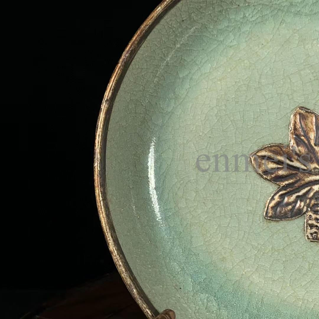 中国古美術・宋汝窯・汝窯・巻足洗・銀嵌細工・古陶磁・茶道具・書道具・飾皿・置物