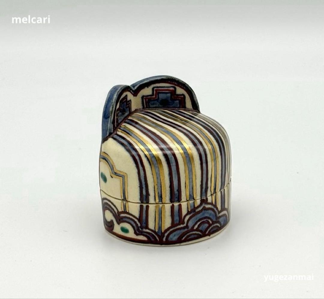 清閑寺窯　杉田祥平　絵安南冠　香合　茶道具　本人作