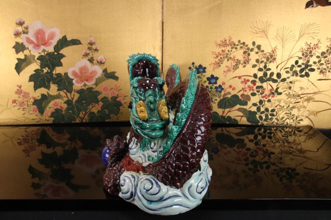 九谷焼　太吉　糠川清章　雲龍　干支 竜　置物 飾物 床飾り BE786