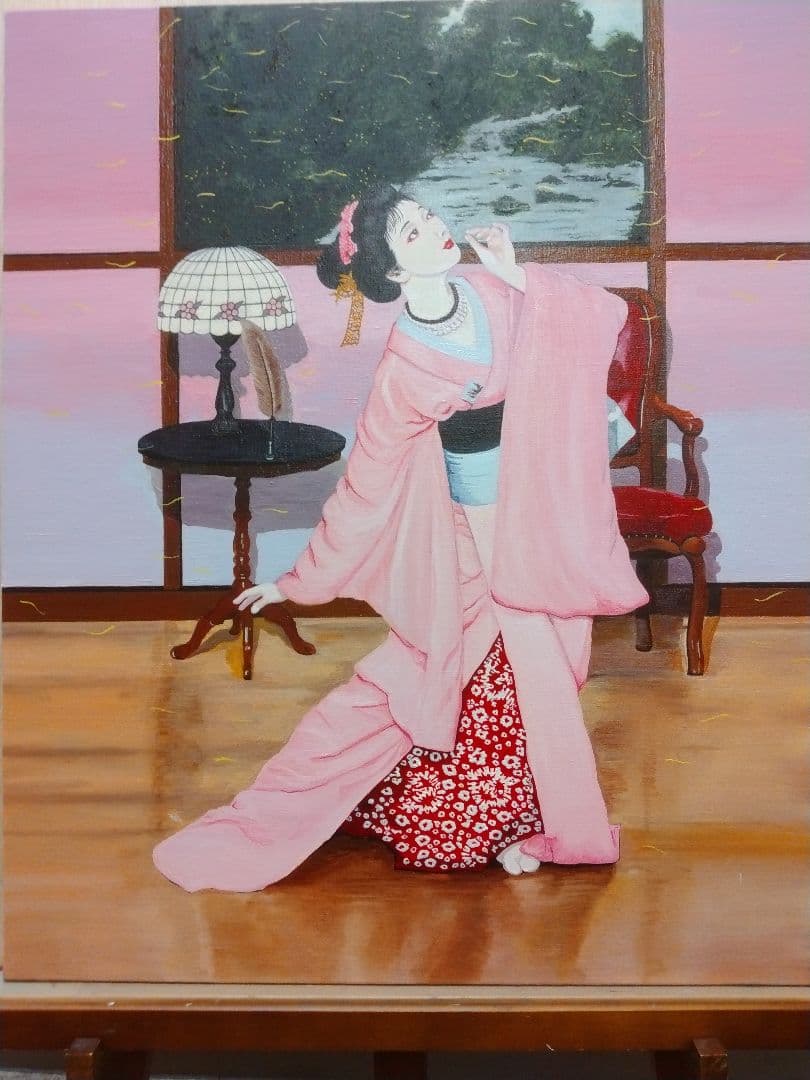 油絵Ｆ20号　蛍と舞う