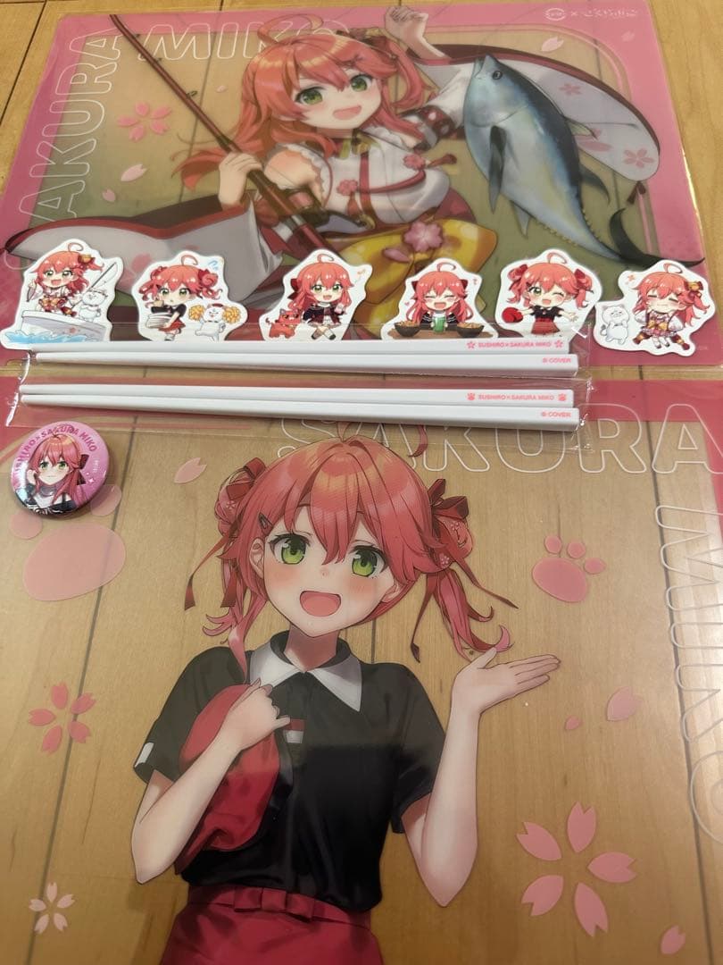 さくらみこ スシロー コラボ　ランチョンマット 箸付き