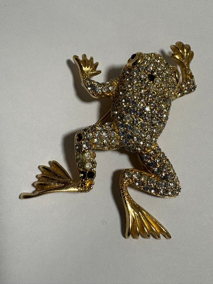 希少 クリスチャンディオール ブローチ カエル 蛙 ラインストーン ヴィンテージ