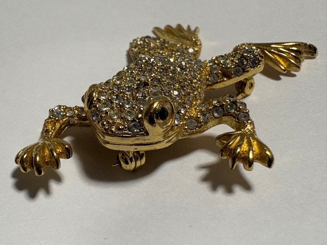 希少 クリスチャンディオール ブローチ カエル 蛙 ラインストーン ヴィンテージ