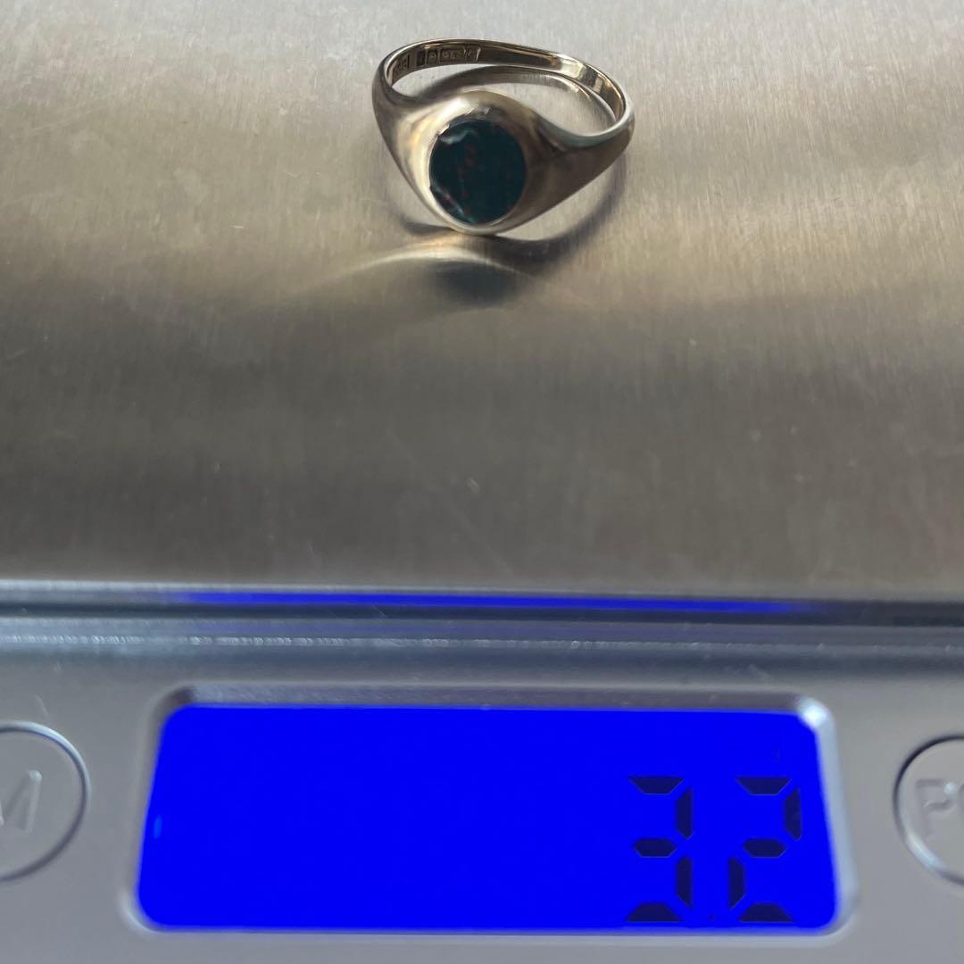 訳あり　英国　イギリス　ヴィンテージ　9k 9金　ブラッドストーンリング