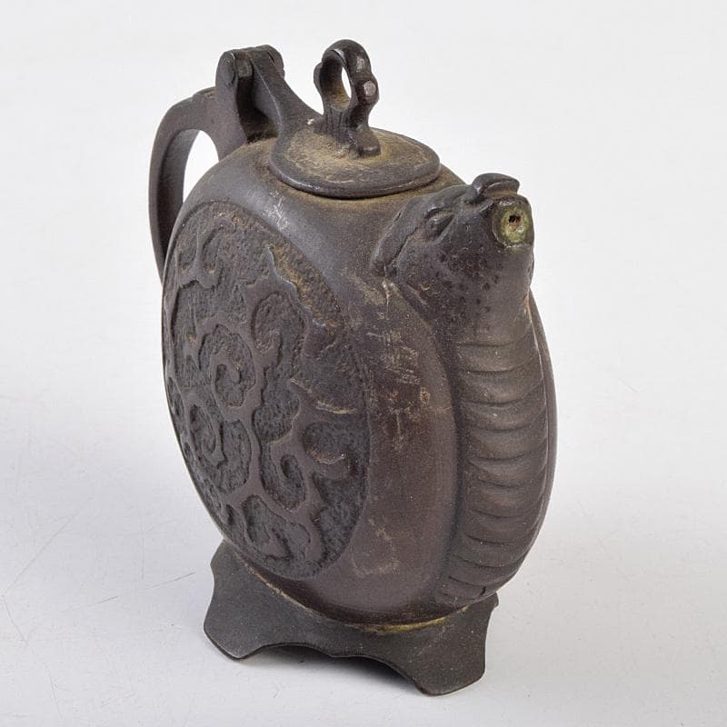 中国　古銅　獣口水滴　在銘　V　R9145