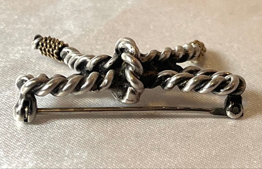 ティファニー　リボン　ブローチ　750/925 18金シルバー925 新品磨き済