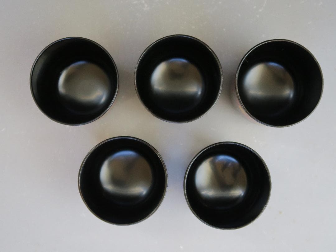 【輪島塗】小吸物椀 秀衡紋様 箸洗 濱田屋謹製 天然木 五客揃 共箱