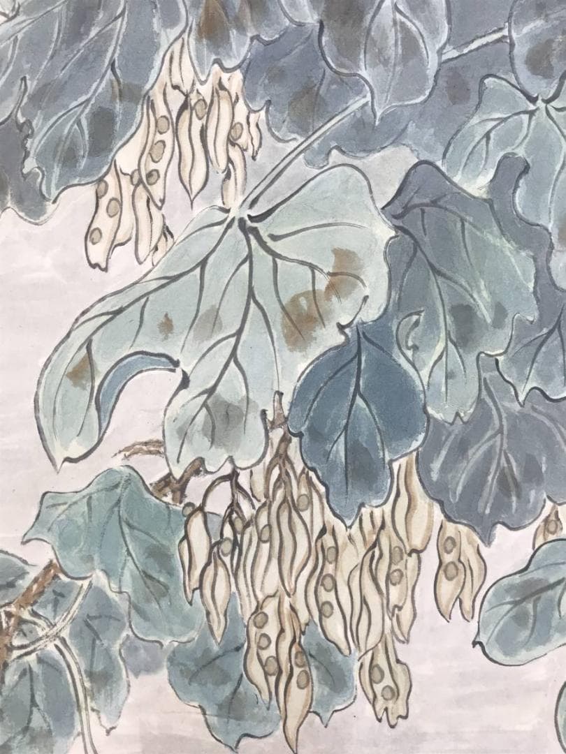 真作/飯原如堂/青桐小禽図/花鳥図/掛軸/名家伝来/AE-158