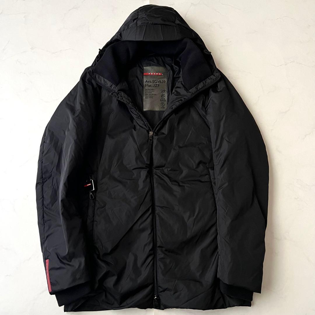 美品 PRADA SPORTS ナイロン 中綿ジャケット ラバーロゴ 黒 44