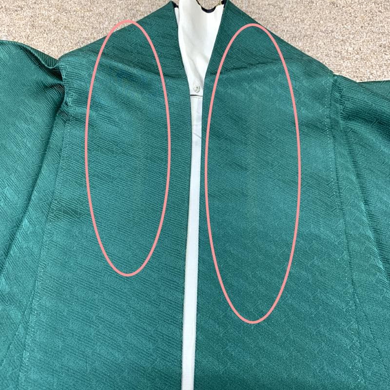 406z35,503u28〇斉藤三才 色無地振袖 重ね衿付き 地紋 やや身幅広め