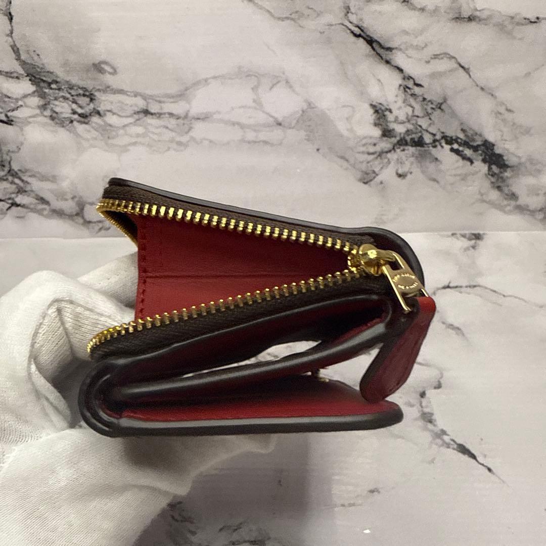 (未使用品)大人気、コーチ、折財布、PVC、レザー、ドッキング、人気色、茶、金