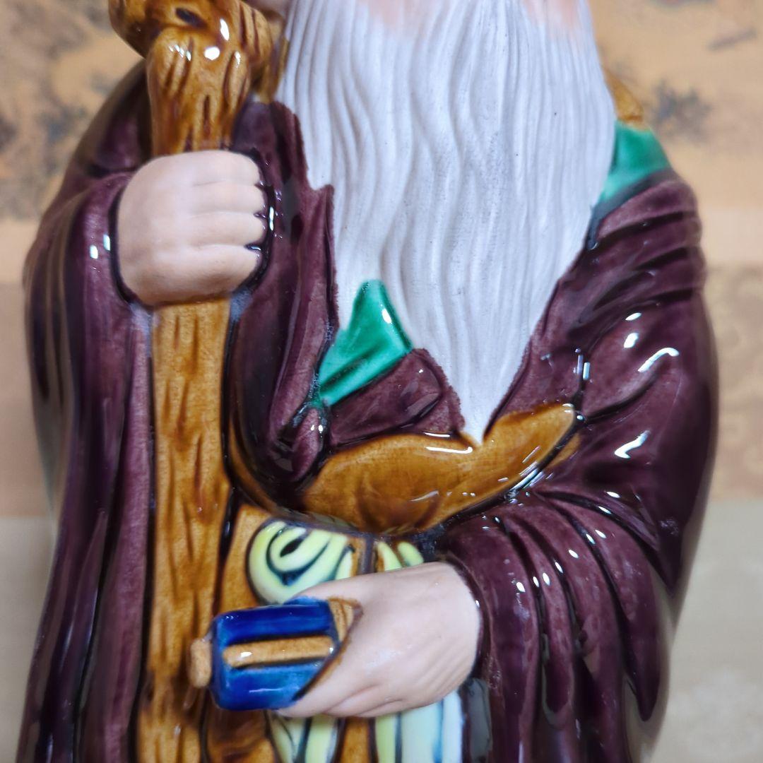 骨董品　古道具　古美術　陶器置物　九谷焼　糠川清章　寿老人　仙人