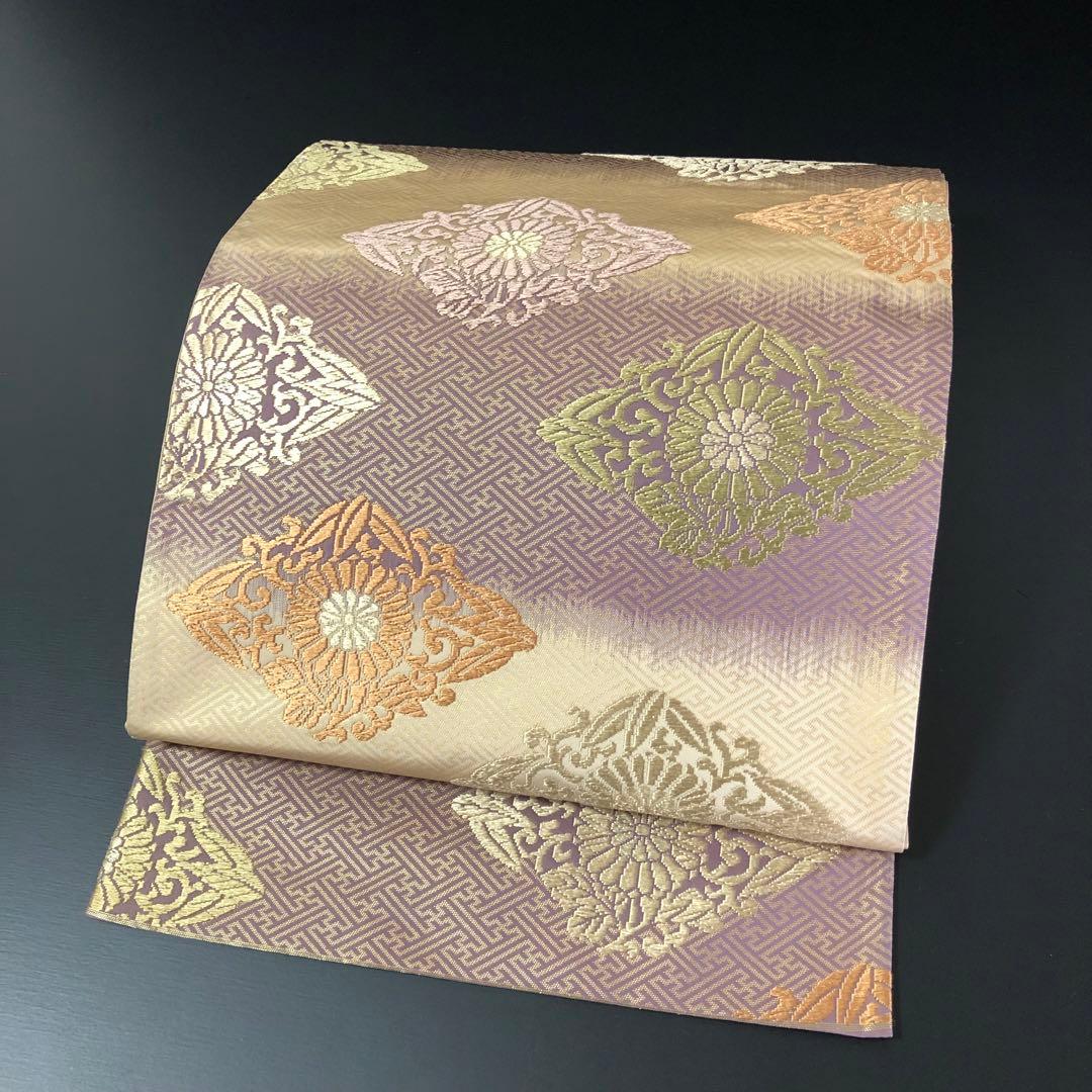 SO-760 袋帯 六通 正絹 紗綾形 花菱 グラデーション フォーマル