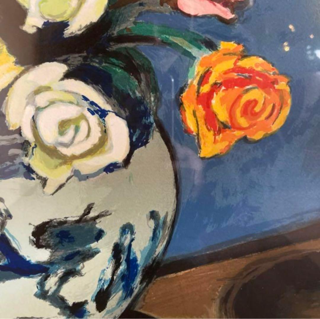 小山敬三　リトグラフ　花　薔薇　92/200 額付き 22.01.23-1