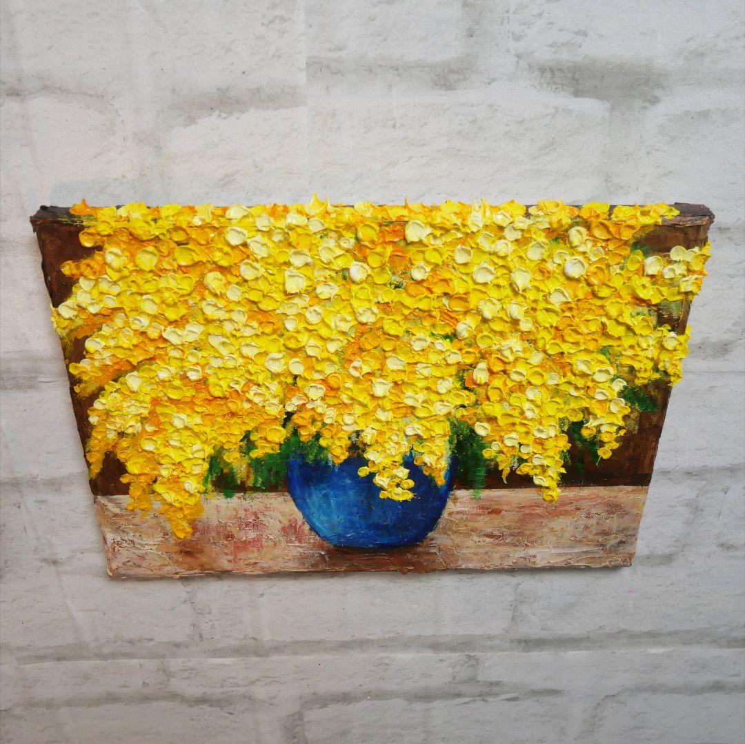 油絵 油彩 油彩画 絵 絵画 【ミモザ】F4号