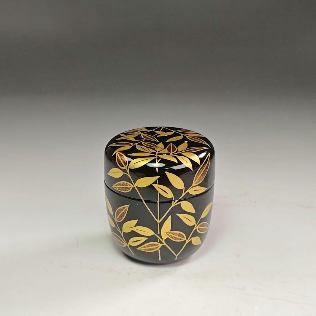 ウ209 棗『蒔絵師　宮田宗景』『利休好写　笹巻絵　中棗　共箱』茶道具　茶器