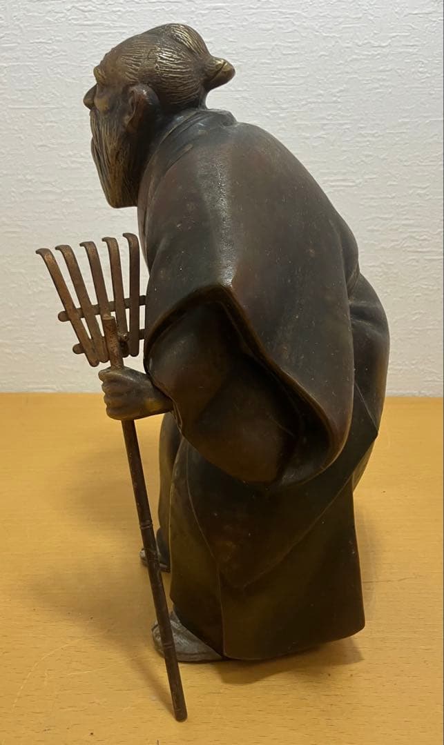 【置物】高砂人形 瑞穂 翁 嫗 日本人形 飾り 長寿 夫婦円満 縁起物 金属製