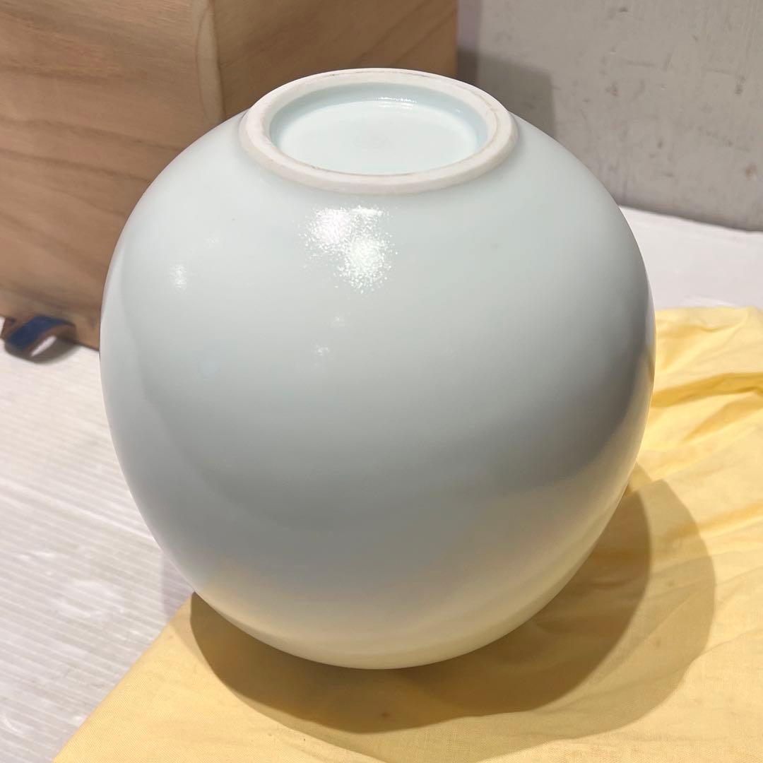 【人間国宝前田昭博作】壺　白瓷 白磁　花瓶　花入　陶芸　年代物　共箱入　やなせ窯