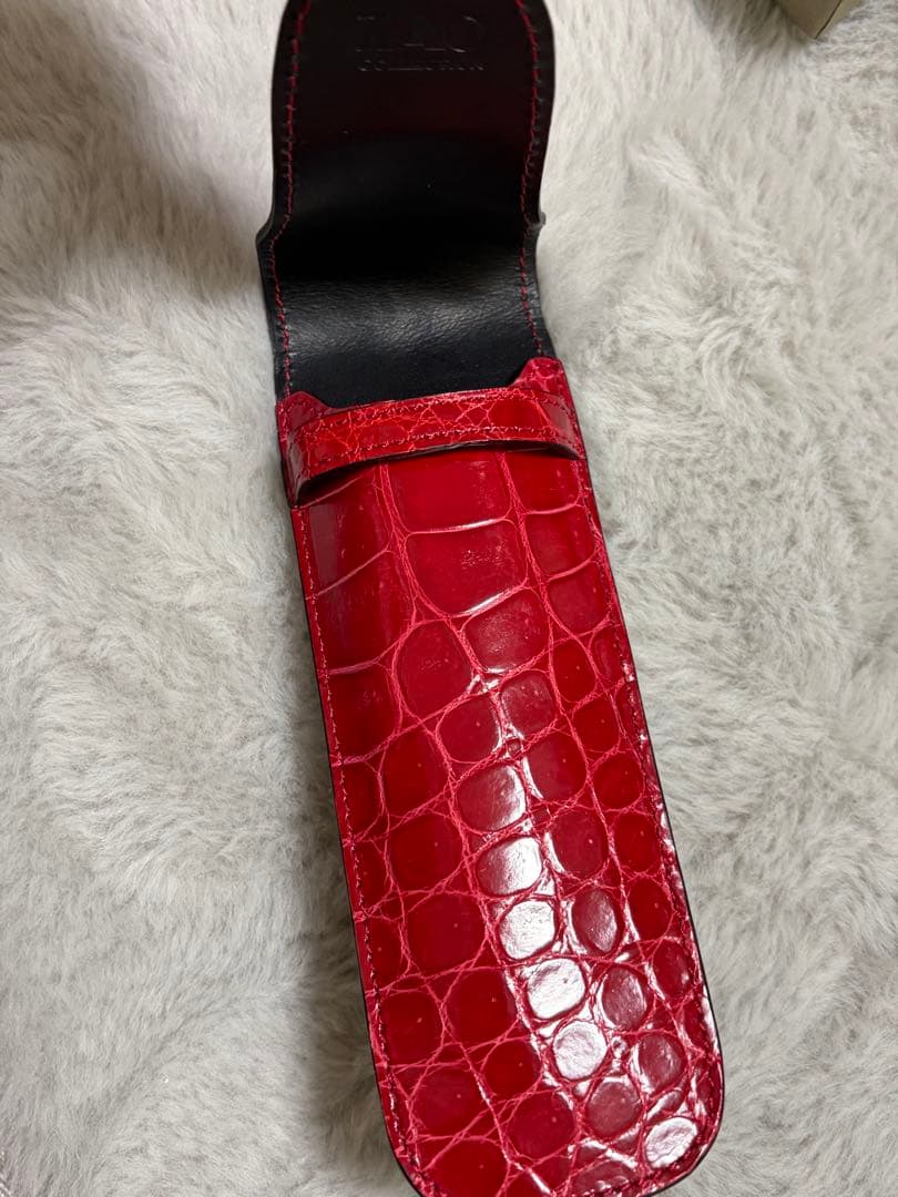 ZAO クロコダイル レッドペンケース箱付き
