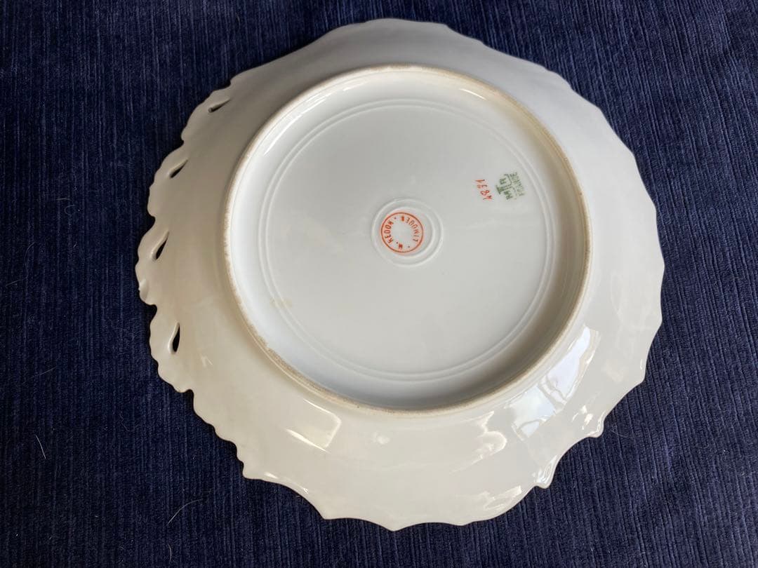 アンティーク花柄プレート フランス製 リモージュ ピンクのぼかし