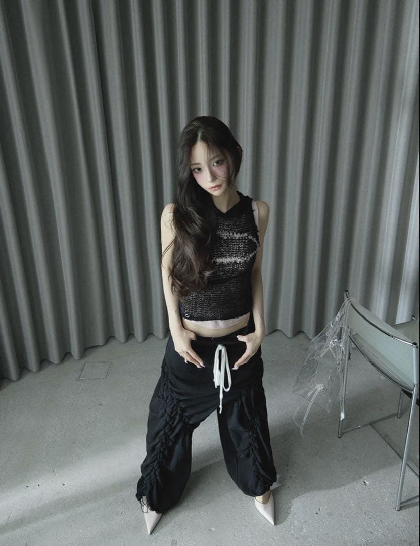 パンツ theredthread S ribbon smocking sweat