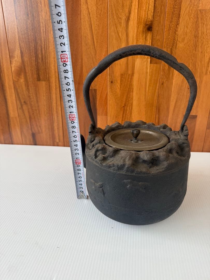 龍文堂造 鉄瓶 茶道具 工芸品 茶器 アンティーク 骨董品 時代物(a8)