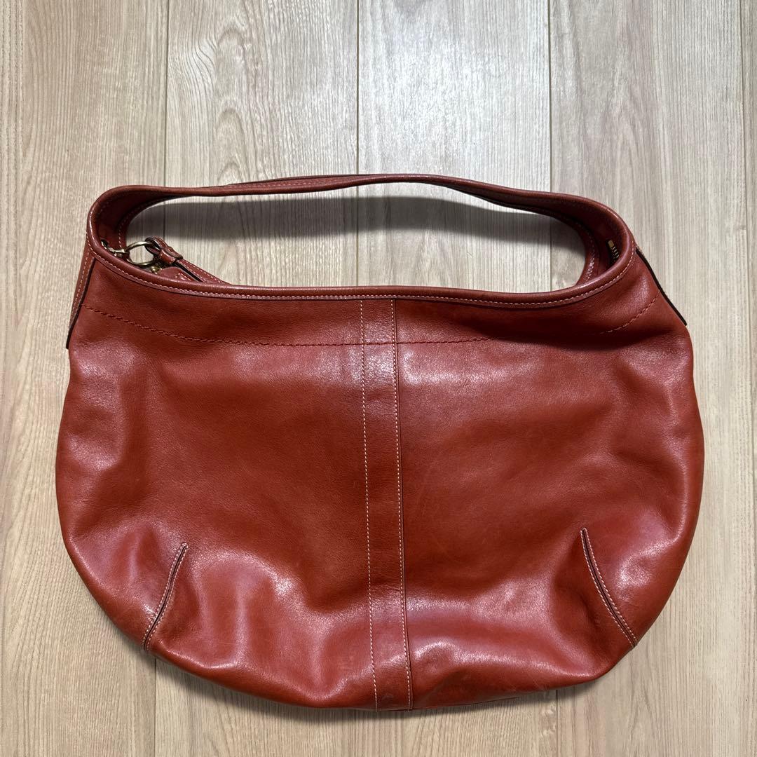 コーチcoach レッドブラウン レザー ショルダーバッグ