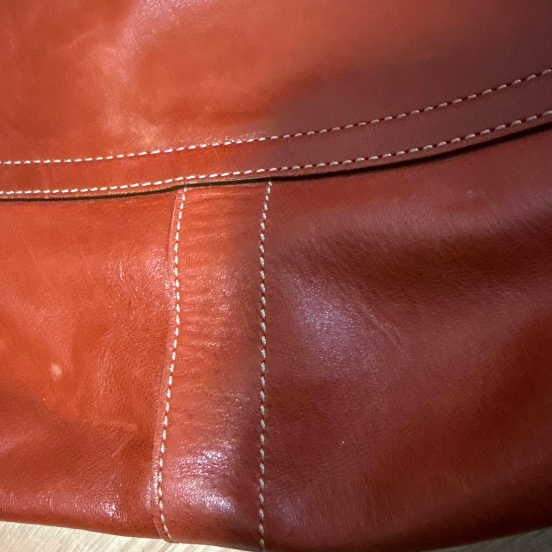 コーチcoach レッドブラウン レザー ショルダーバッグ