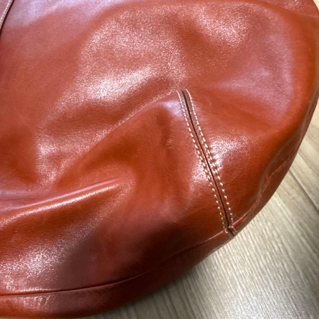 コーチcoach レッドブラウン レザー ショルダーバッグ