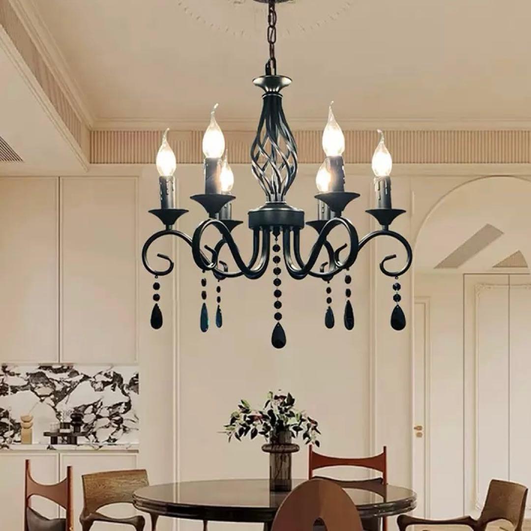 ブラック 6灯シャンデリア