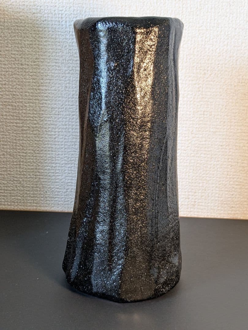 【上作】帰来窯 窯変黒花入 梅ノ絵香合 二代佐々木虚室 昭楽