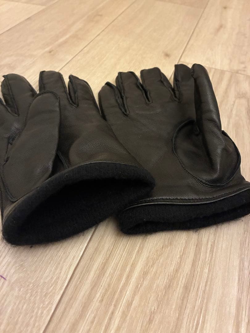 ダンヒル　レザー製 黒手袋 エンブレム付き