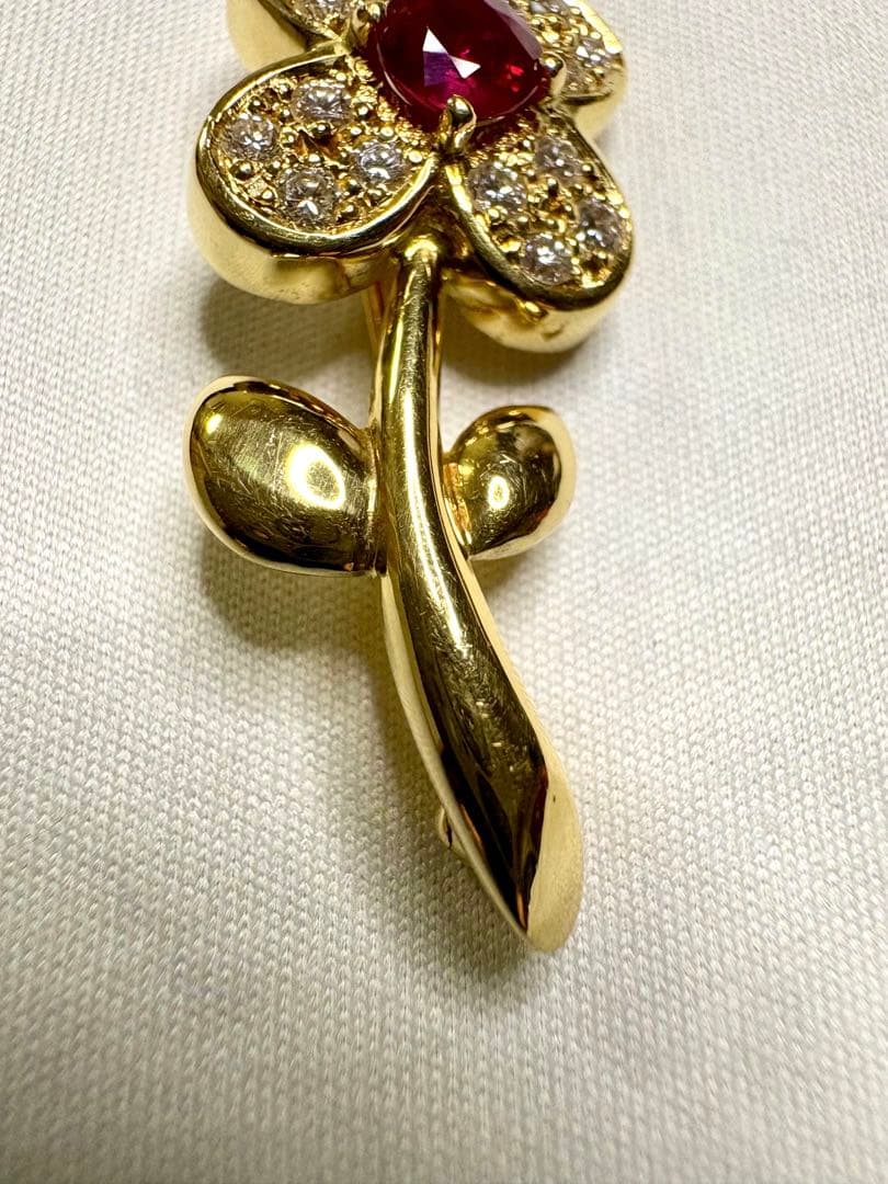 K18 ブローチ ダイヤ ルビー ガーネット ピンクダイヤモンド